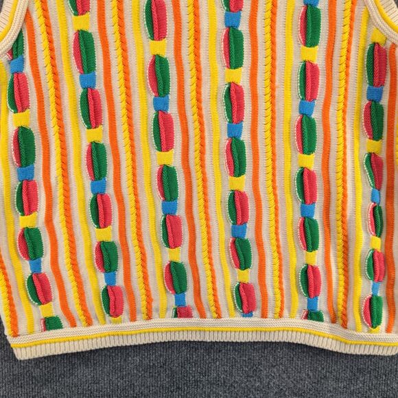 Women's Sweater Clothes L/XL Sleeveless Multicolor Cable Knit Striped W/Tags - Picture 6 of 12